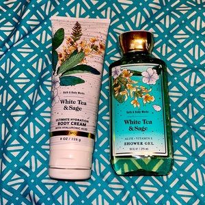 White Tea & Sage bath & body works body cream and shower gel